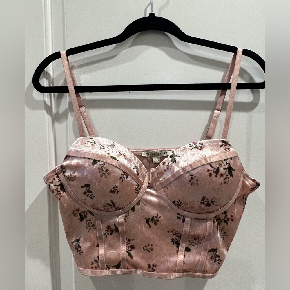 Pink floral crop top